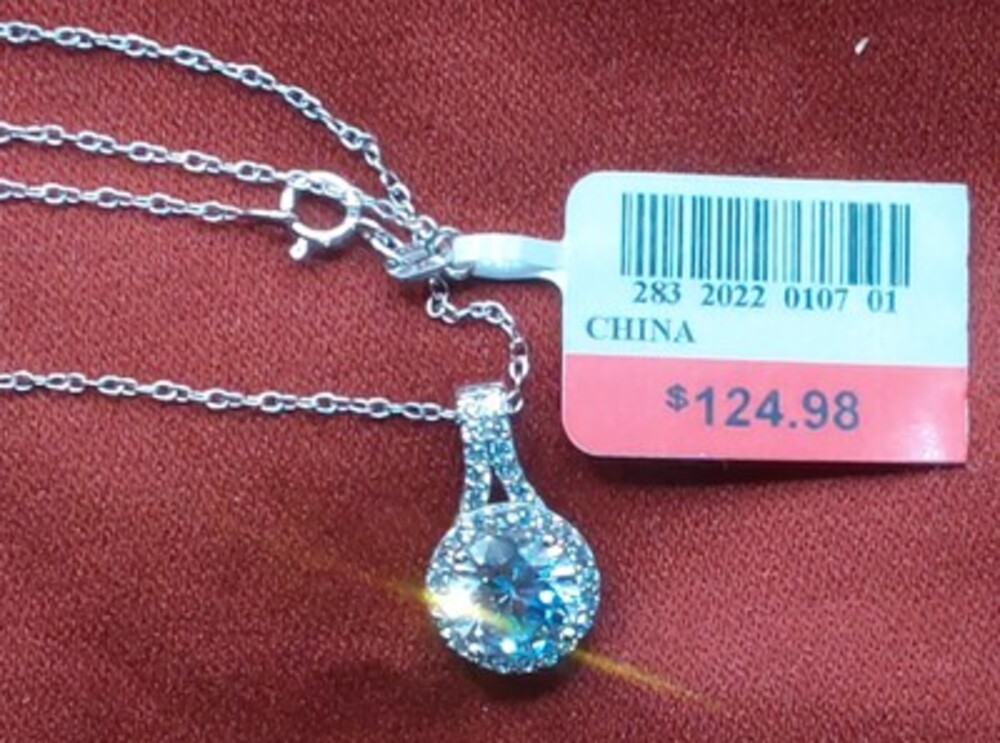 2 Carat White Sapphire Pendant on 18" .925 Silver Chain {J0294}